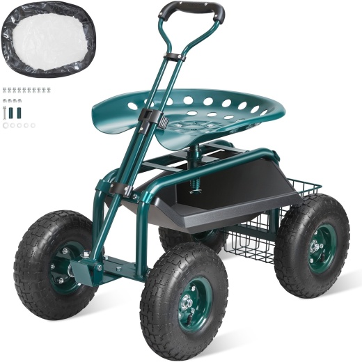 Vevor Garden Cart Rolling Workseat with Wheels