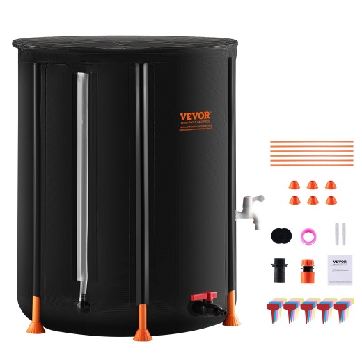 Vevor Collapsible Rain Barrel 53 Gal Rain Catcher With Spigots And Overflow Kit