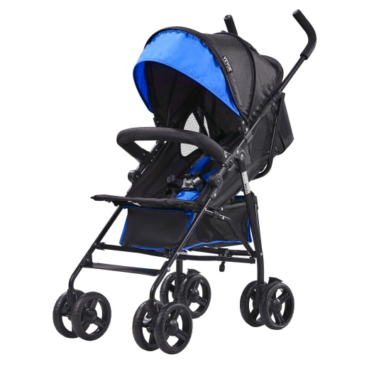 Vevor Lightweight Stroller Compact Easy Fold Adjustable Backrest Black/Blue