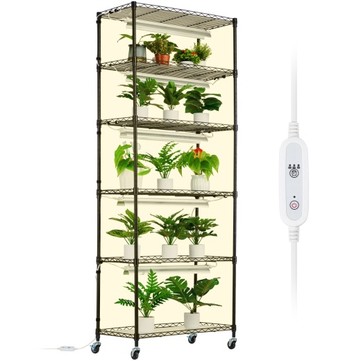 Vevor Plant Stand With Grow Lights 6 Tiers 120W 70.9" Tall Plant Grow Shelf