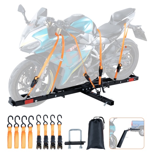 Vevor Motorcycle Carrier - 600 Lbs Steel Hitch Mount Carrier with Loading Ramp