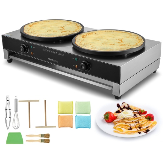 Vevor 16-Inch Electric Crepe Maker Commercial Crepe Machine 3400W Double Head