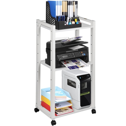 VEVOR 3-Tier Rolling Printer Cart - Adjustable Storage Shelf Rack for Home Office