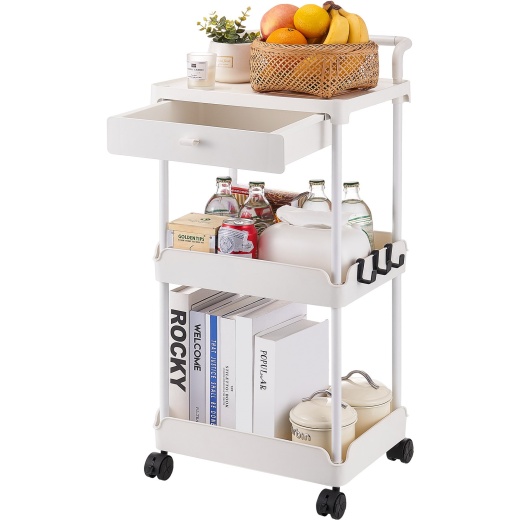 Vevor 3-Tier Rolling Utility Cart with Drawer - Multifunctional Storage Trolley