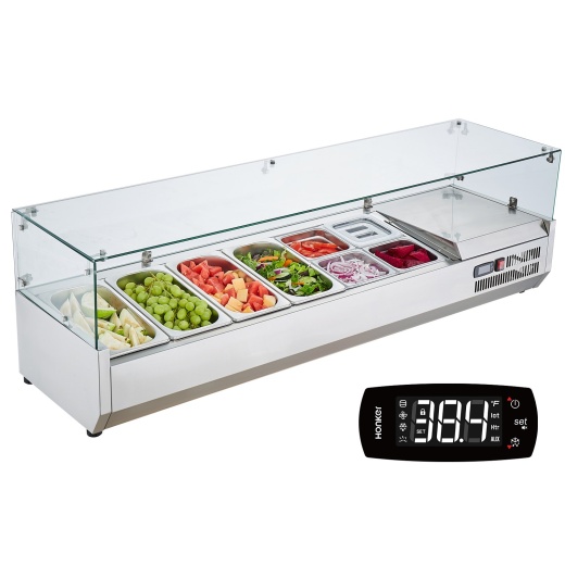 Vevor Refrigerated Condiment Prep Station, 150 W Countertop Refrigerated Condiment Station