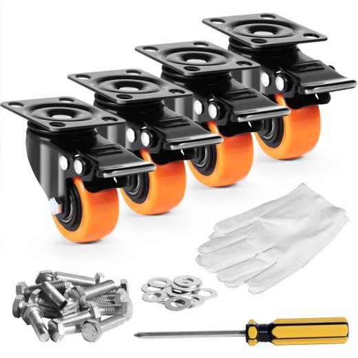 Vevor Caster Wheels - 2-Inch Swivel Plate Casters with Security Dual Locking