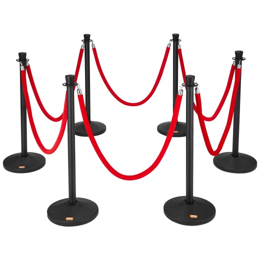 Vevor Stanchion Posts with Velvet Ropes - 6-Pack Crowd Control Barrier