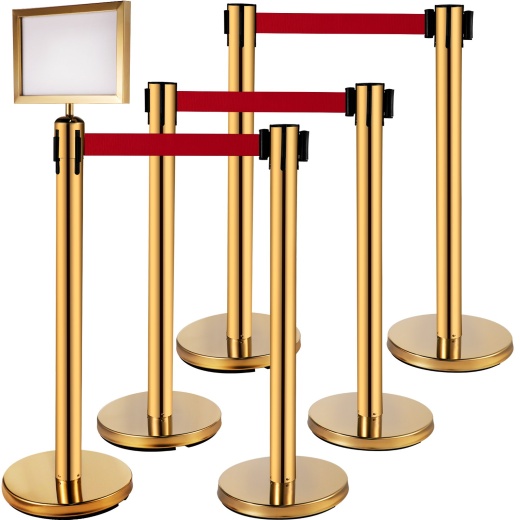 Vevor Stanchion Post Barriers 4-Set - Durable Stainless Steel with Retractable Belts