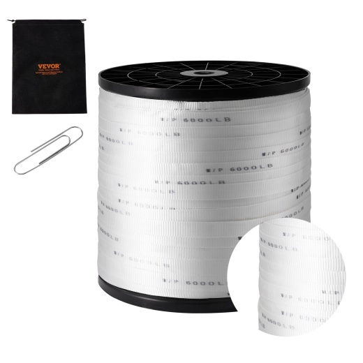 Vevor Polyester Pull Tape, 1" x 2103' Mule Tape Flat Rope, 6000 lbf Tensile Capacity