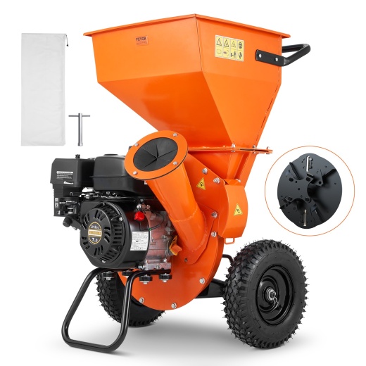 Vevor Wood Chipper Shredder Mulcher 7Hp Heavy Duty Gas Powered 3” 212Cc 4.1 Kw
