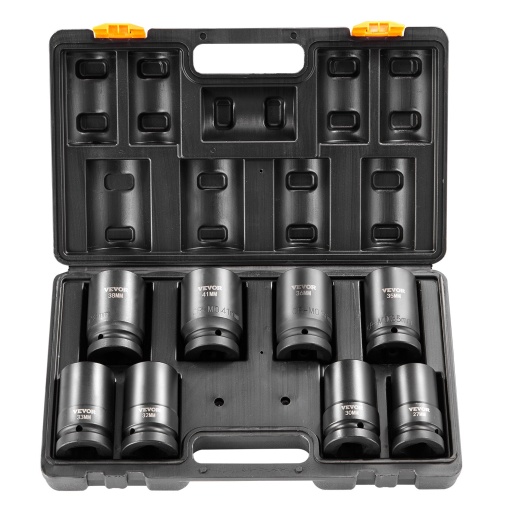 Vevor Impact Sockets Set 8Pcs 6-Point 1" Drive Bit Ratchet Tool Kit Case