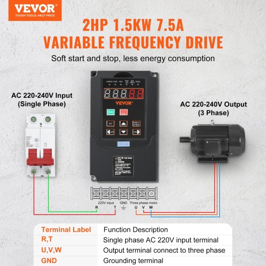 Vevor VFD 2HP, 1.5KW Variable Frequency Drive for Reliable CNC Speed Control
