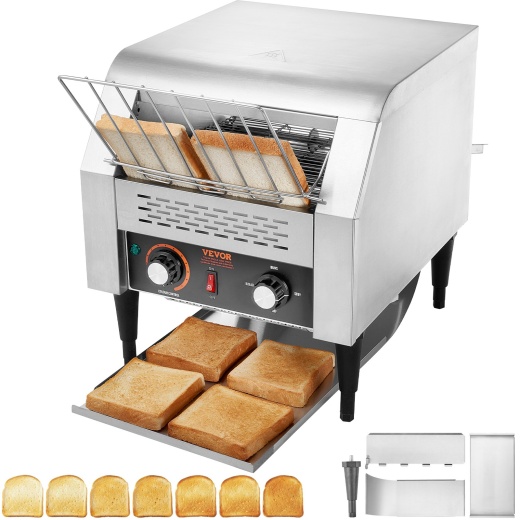 Vevor Commercial Conveyor Toaster - 300 Slices/Hour Heavy Duty Stainless Steel Toaster Oven
