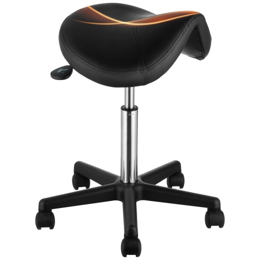 Vevor Saddle Stool with Wheels - Height Adjustable PU Leather Swivel Chair