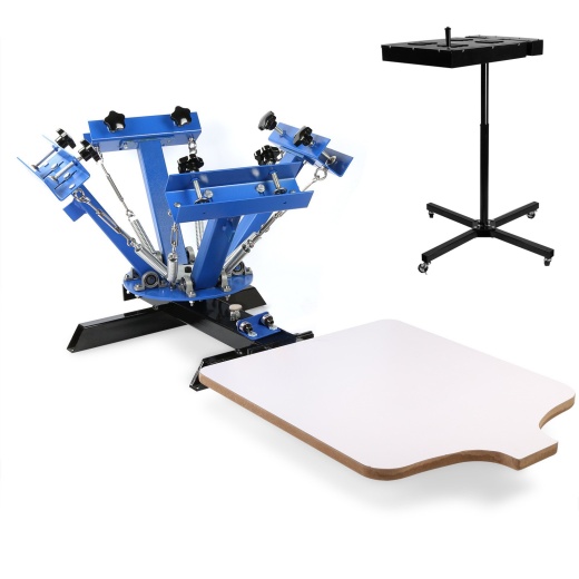 Vevor 4 Color 1 Station Silk Screen Printing Press Printer With Adjustable Stand Flash Dryer