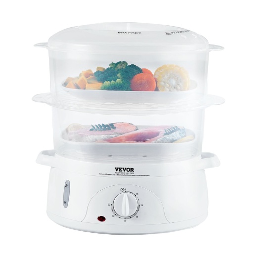 Vevor Electric Food Steamer - 7.4Qt/7L Electric Vegetable Steamer with 2-Tier Stackable Trays
