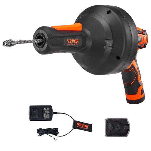 Vevor 12V Electric Drain Auger - Cordless Plumbing Snake for 3/4"-2" Pipes