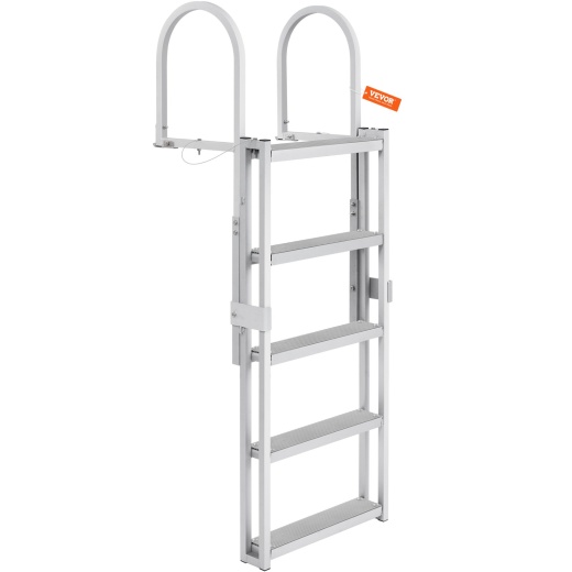 Vevor Dock Ladder, Retractable 5 Steps, 350 Lbs Load Capacity, Aluminum Alloy Pontoon Boat Ladder