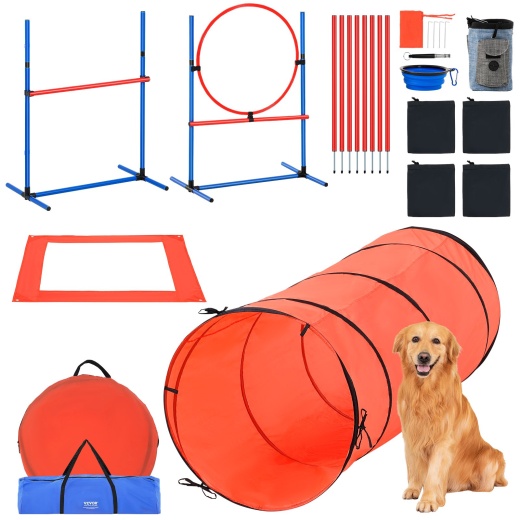 Vevor Dog Agility Training Equipment 5 Pcs Combination Set With Hurdles Tunnel
