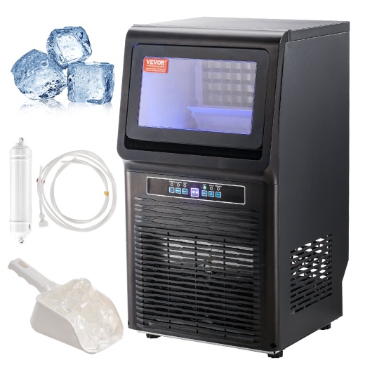 Vevor Commercial Ice Maker, 70Lbs/24H, Ice Maker Machine, 36 Ice Cubes In 12-15 Minutes, Freestanding Cabinet Ice Maker With 11Lbs Storage Capacity Led Digital Display, For Bar Home Office Restaurant