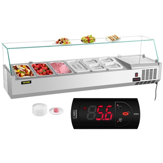Vevor Refrigerated Condiment Prep Station - 60-Inch Sandwich Prep Table