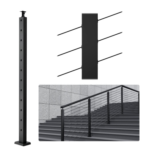 Vevor Cable Railing Post, 42" x 1" x 2" Steel Stair Railing Post