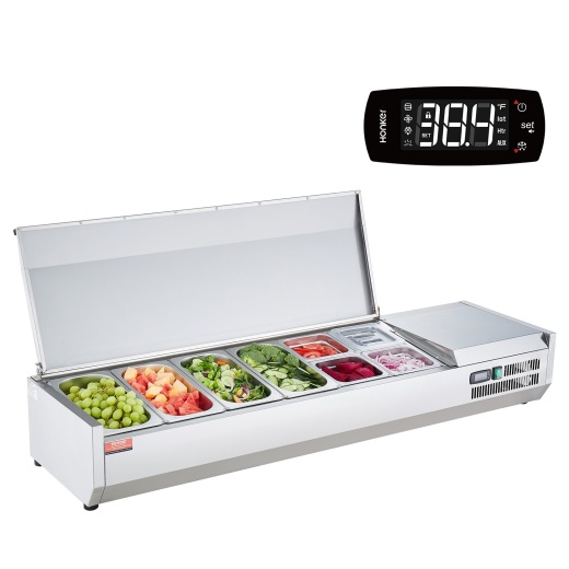 Vevor Refrigerated Condiment Prep Station, 150 W Countertop Refrigerated Condiment Station