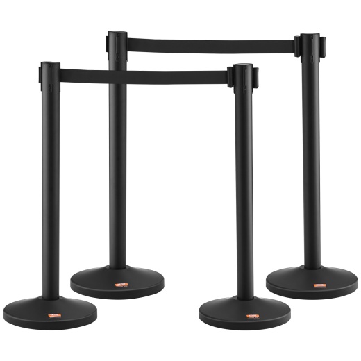 Vevor Crowd Control Stanchion, 4-Pack Crowd Control Barrier with Retractable Belt