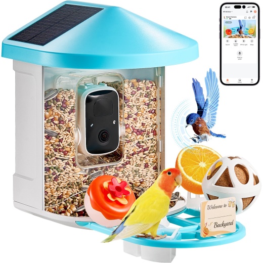 Vevor Smart Bird Feeder With Camera 2K Hd Ai Identify Bird Species Solar-Powered