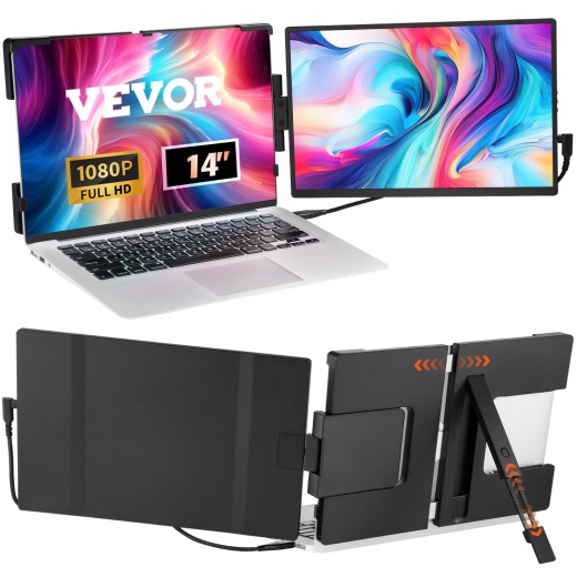 Vevor Portable Laptop Screen Extender - 14" FHD 1080P IPS Dual Monitor