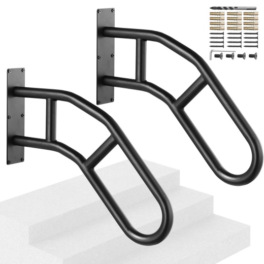 Vevor 2 Pcs Handrails for Outdoor Steps - 29" Wall Mount Railings for 1-3 Steps