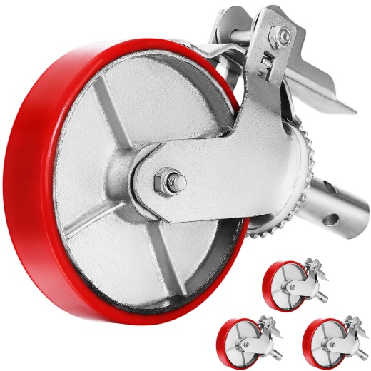 Vevor Scaffolding Wheels Set - Heavy Duty 4-Pack 8" Scaffolding Casters with 4400 Lbs Load Capacity and Locking Stem Casters with Brake