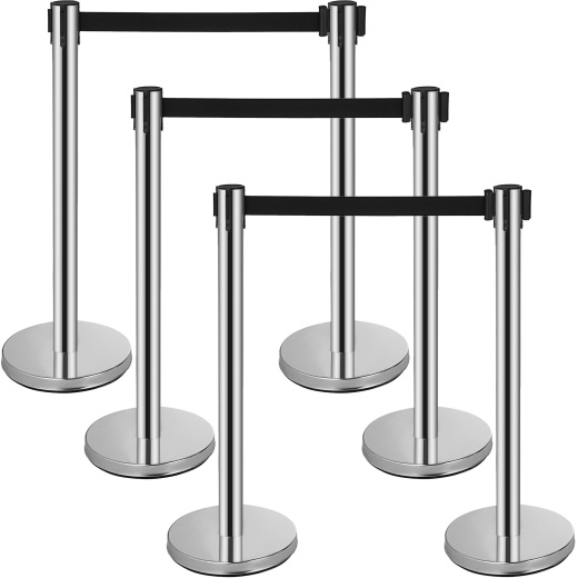 Vevor Crowd Control Stanchion - 6-Pack Crowd Control Barrier with Retractable Belt