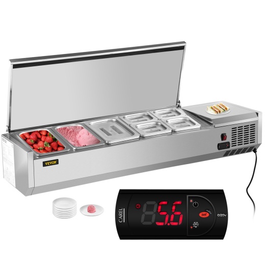 Vevor Refrigerated Condiment Prep Station - 55-Inch Sandwich/Salad Prep Table