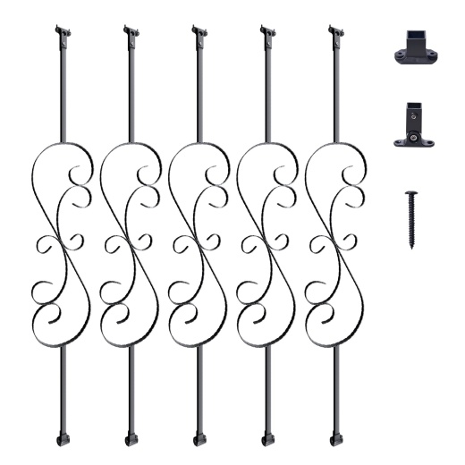 Vevor Staircase Metal Balusters - 44'' x 1/2" Galvanized Steel Decorative Banister Spindles
