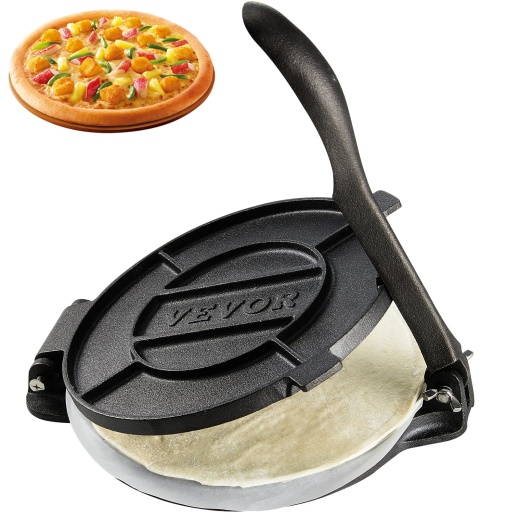 Vevor Tortilla Press - 8 Inch Tortilla and Roti Maker, Cast Iron Heavy Duty Tortilladora Press, Pre-Seasoned Pataconera Maker