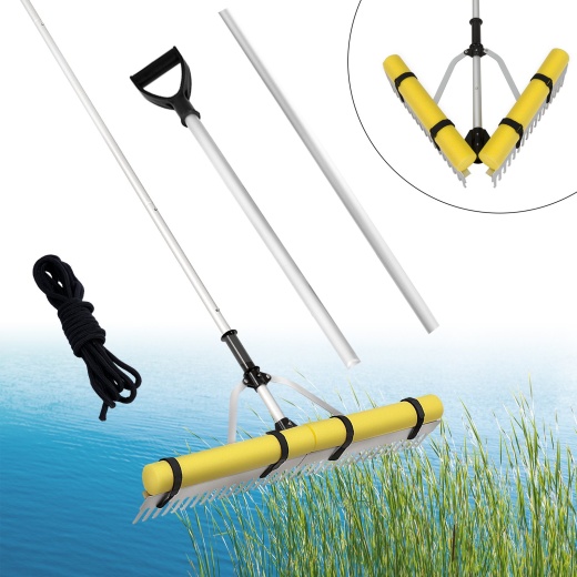 Vevor Landscape Rake - 36" Head Aluminum Lake Weed Rake with Adjustable Handle