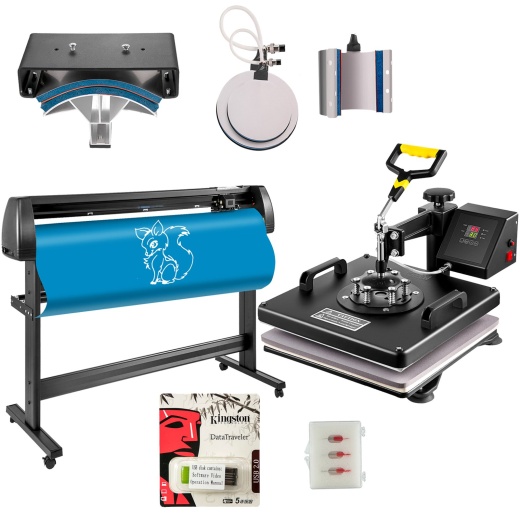 15"X15" Heat Press 6 In 1 Sublimation Machine + 53" Vinyl Cutter/Plotter Cutting