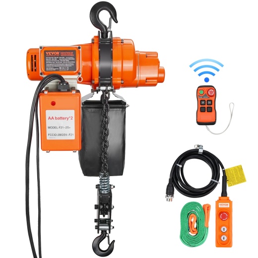 Vevor Electric Chain Hoist Single Phase Crane Hoist 2200 Lbs Load 20 Ft Lifting