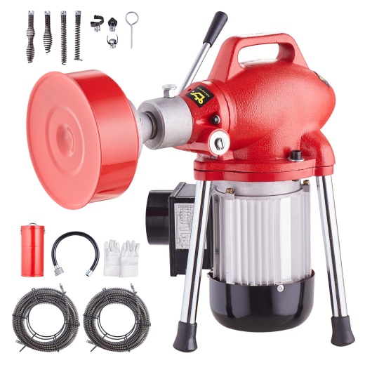 Vevor Drain Cleaner Machine 120Ft X 5/8In 370W Sectional Snake Auger Manual Feed