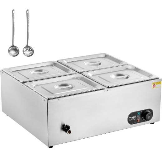 Vevor 4-Pan Commercial Food Warmer - Electric Steam Table for Catering and Restaurants
