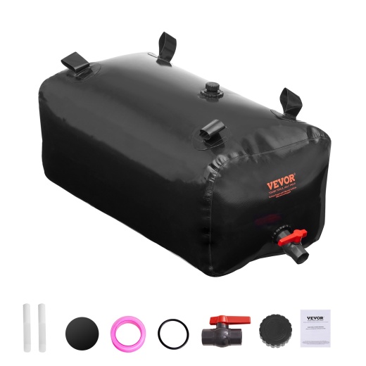 Vevor Portable Water Storage Bladder 29.9 Gal Pvc Collapsible Water Tank Black