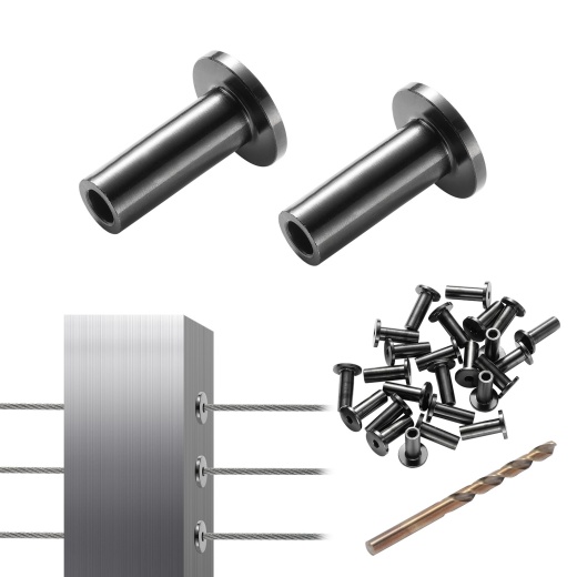 Vevor 101 Pack T316 Stainless Steel Protector Sleeves for 1/8" Wire Rope Cable Railing