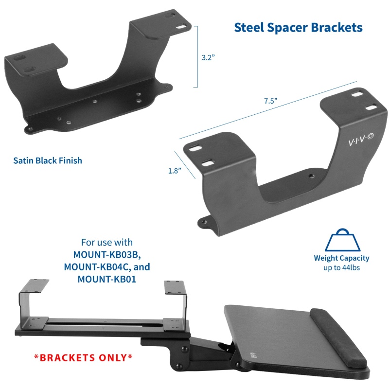 Dual Spacer Brackets For Under Desk Keyboard Tray