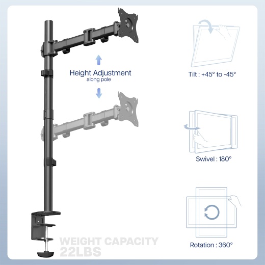 VIVO Single Monitor Extra Tall Desk Mount