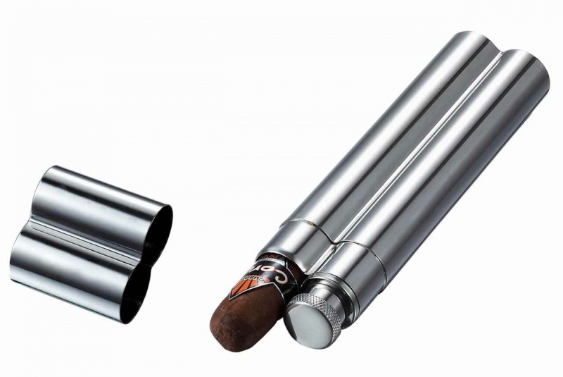 Visol Malamute Stainless Steel Cigar Tube And Liquor Flask Combo