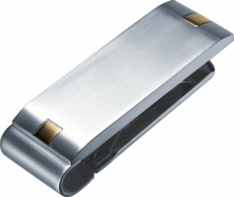 Visol Andromeda Stainless Steel Engravable Money Clip With Gold Plated Accents