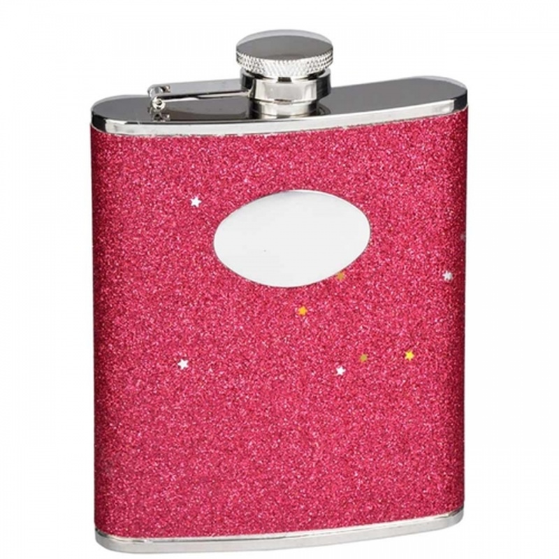 Visol Carina Red Glitter Stainless Steel Hip Flask