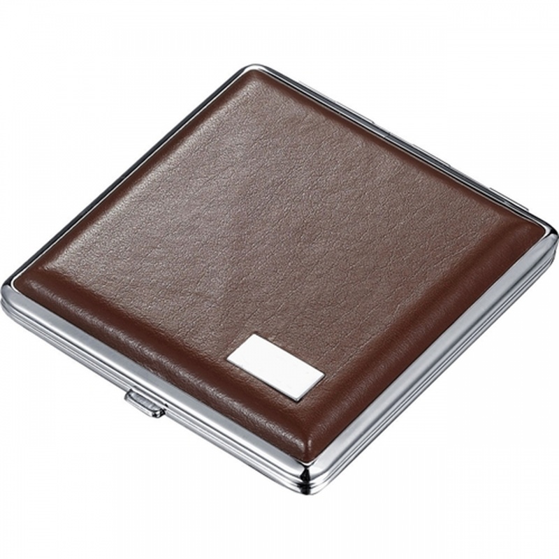 Visol Gerald Brown Leather Double Sided Cigarette Case
