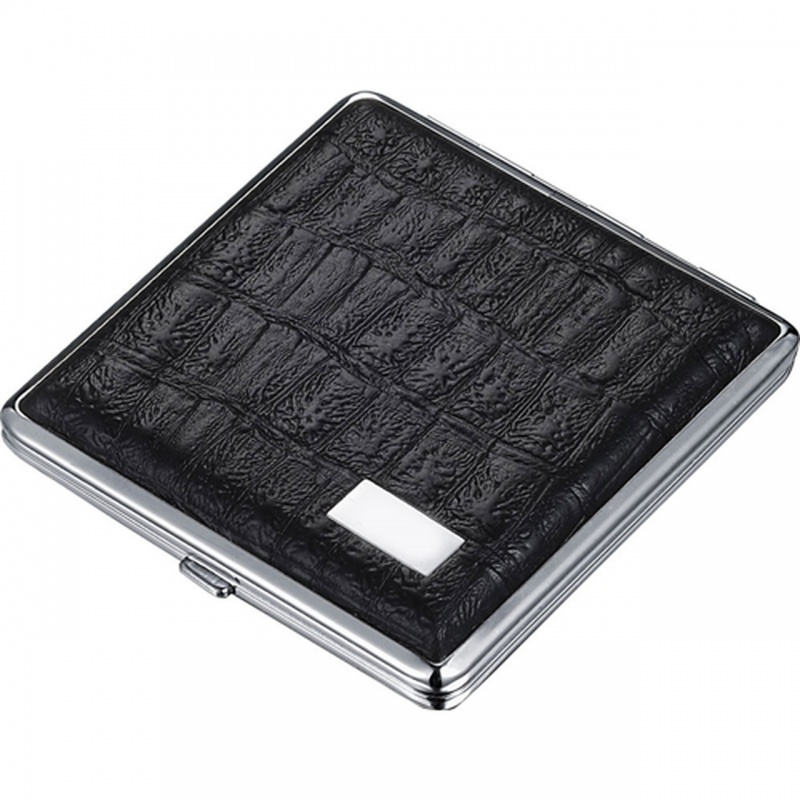 Visol Ares Black Leather Double Sided Cigarette Case